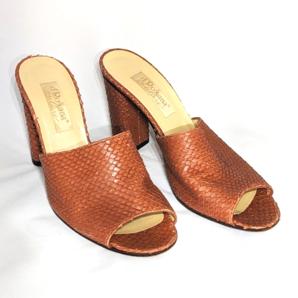 Genuine Snakeskin Python Leather Open Toe Mules - image 1